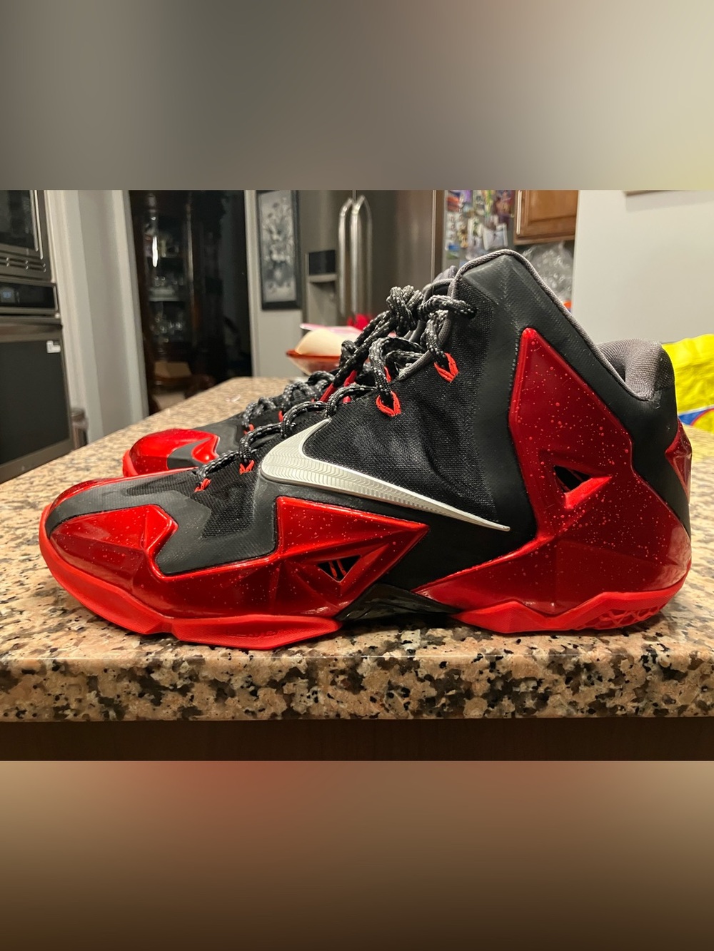 Nike Lebron 11 Miami Heat Shoes in Black & Red with Silver Swoosh